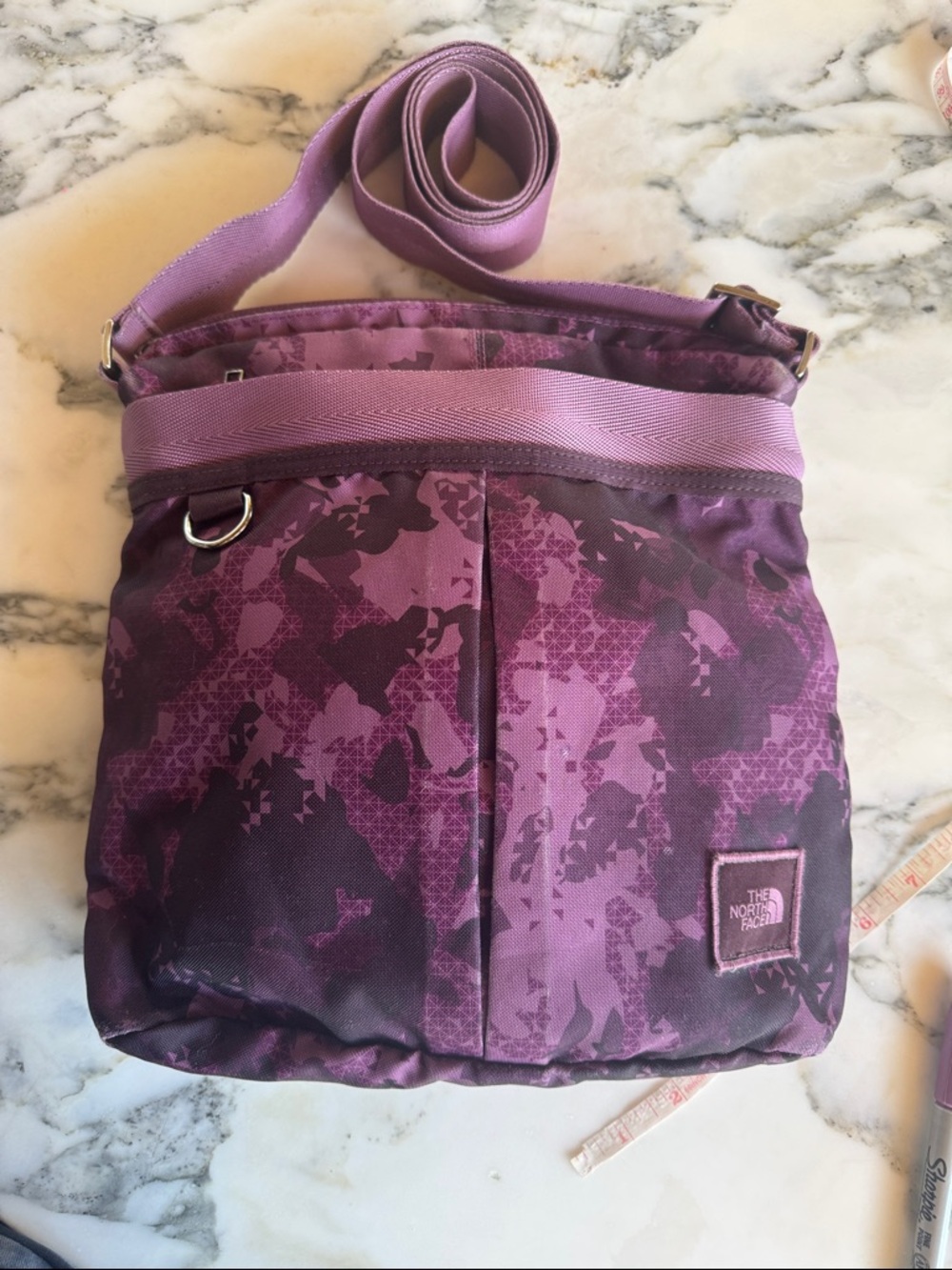 The North Face Purple Camo  Crossbody Messenger Bag